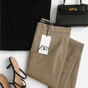 ZARA Hi-Rise Faux Leather Pants – Size M (New with Tags) 🤎